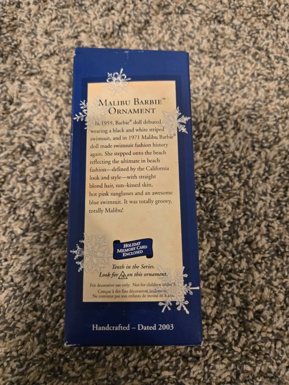 Hallmark Malibu Barbie Christmas Ornament 2003